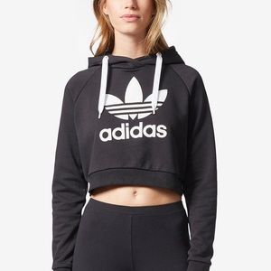 Women’s Black Adidas Cropped Hoodie Size Large